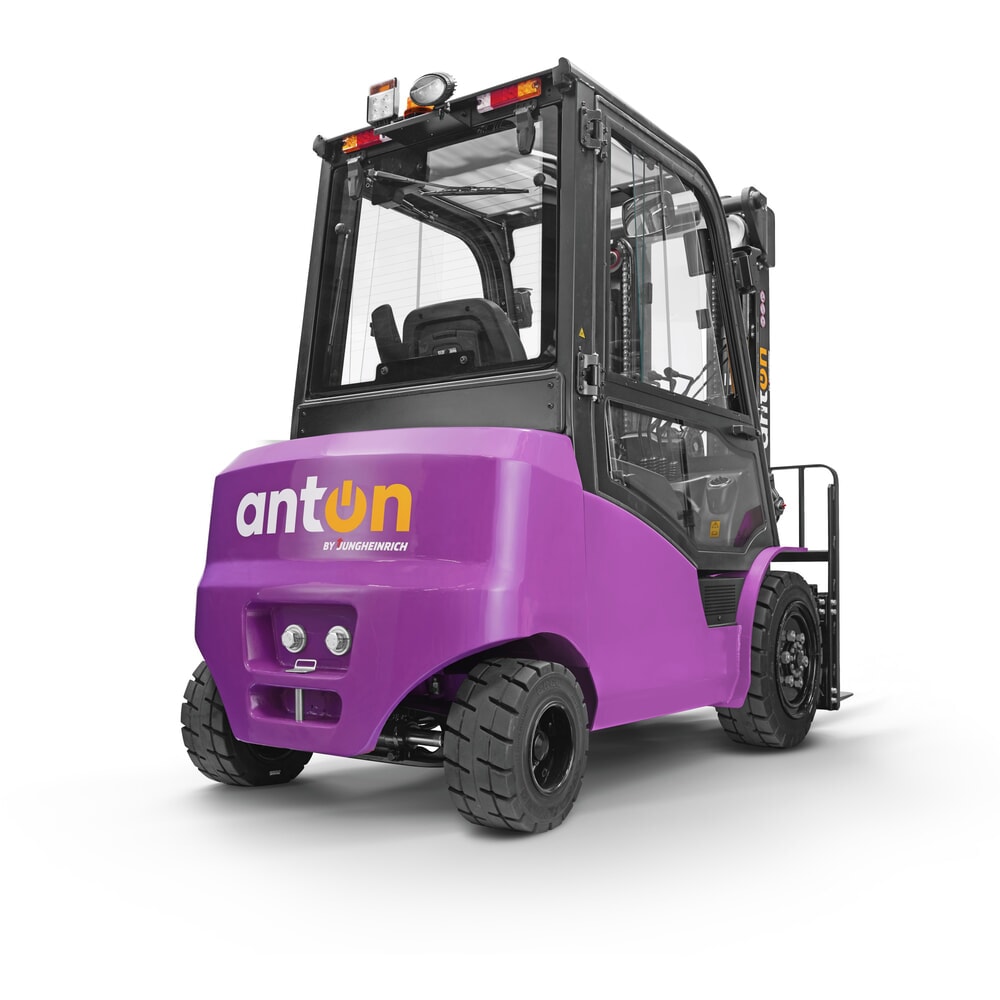 Produktbild nr 3: AntOn by Jungheinrich elektriska gaffeltruckar CBH 3.0 med tredelat teleskopstativ, lyfthöjd 4 800 mm, lastkapacitet 3 000 kg, väderskyddshytt Comfort, inkl. extern laddare 80 V, 60 A, CEE, 4-polig