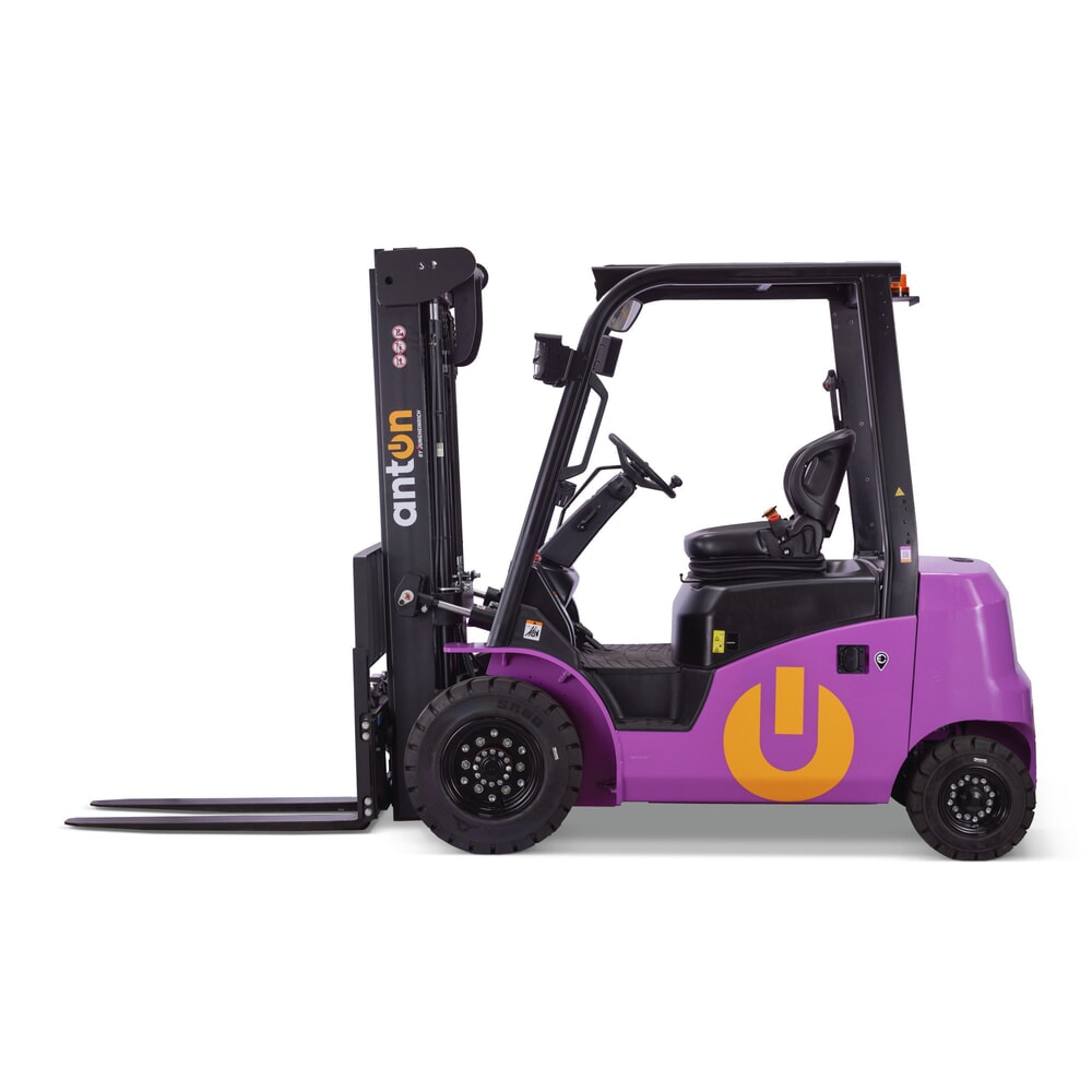 Produktbilder: AntOn by Jungheinrich elektriska staplare CBH 2.5 med tredelat teleskopstativ, lyfthöjd 4 800 mm, lastkapacitet 2 500 kg, väderskyddshytt Eco, inkl. extern laddare 80 V, 60 A, CEE, 4-polig