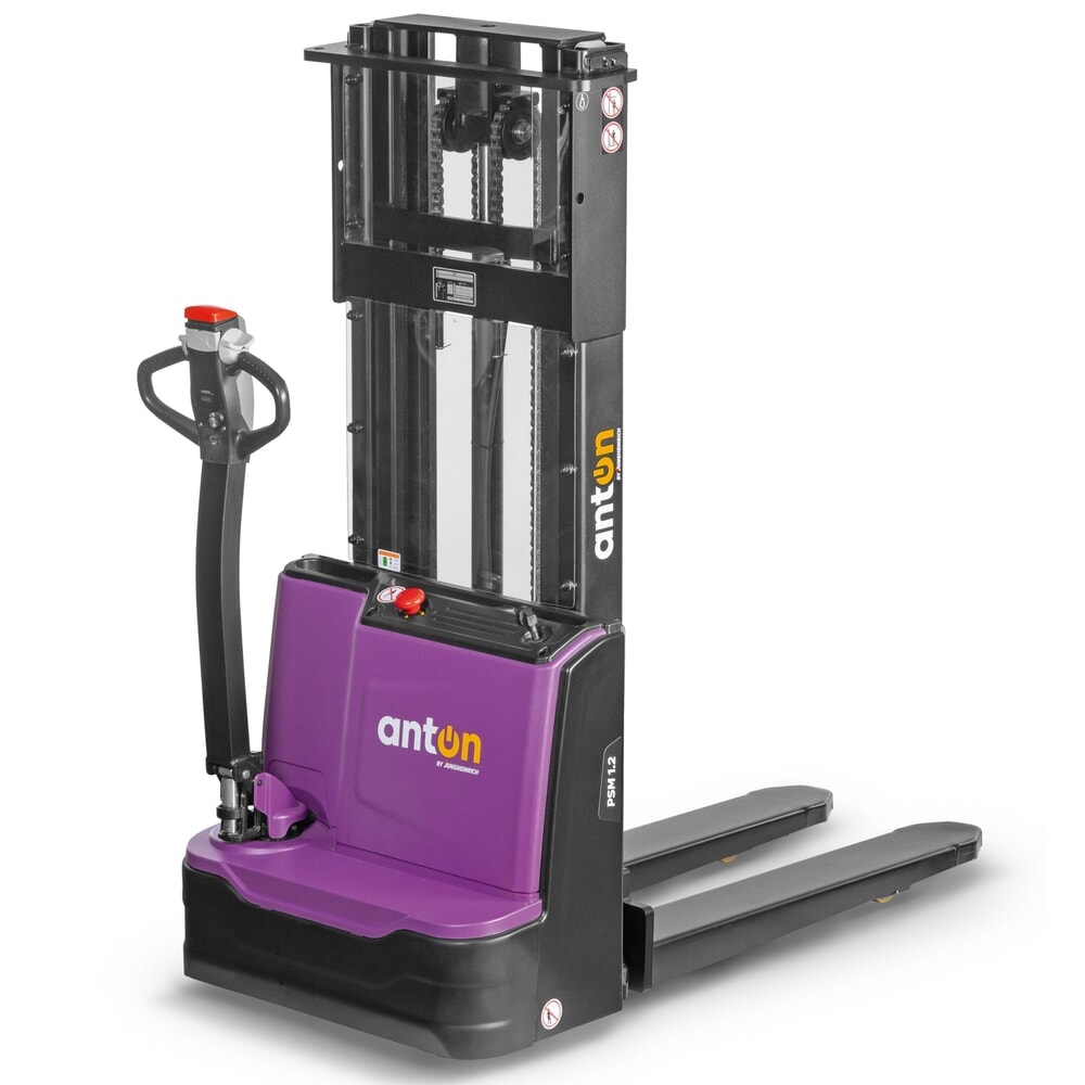 Produktbilder: AntOn by Jungheinrich PSM 1.2 elektrisk höglyftare med tvådelat teleskopstativ, lastkapacitet 1200 kg, lyfthöjd 2522 mm