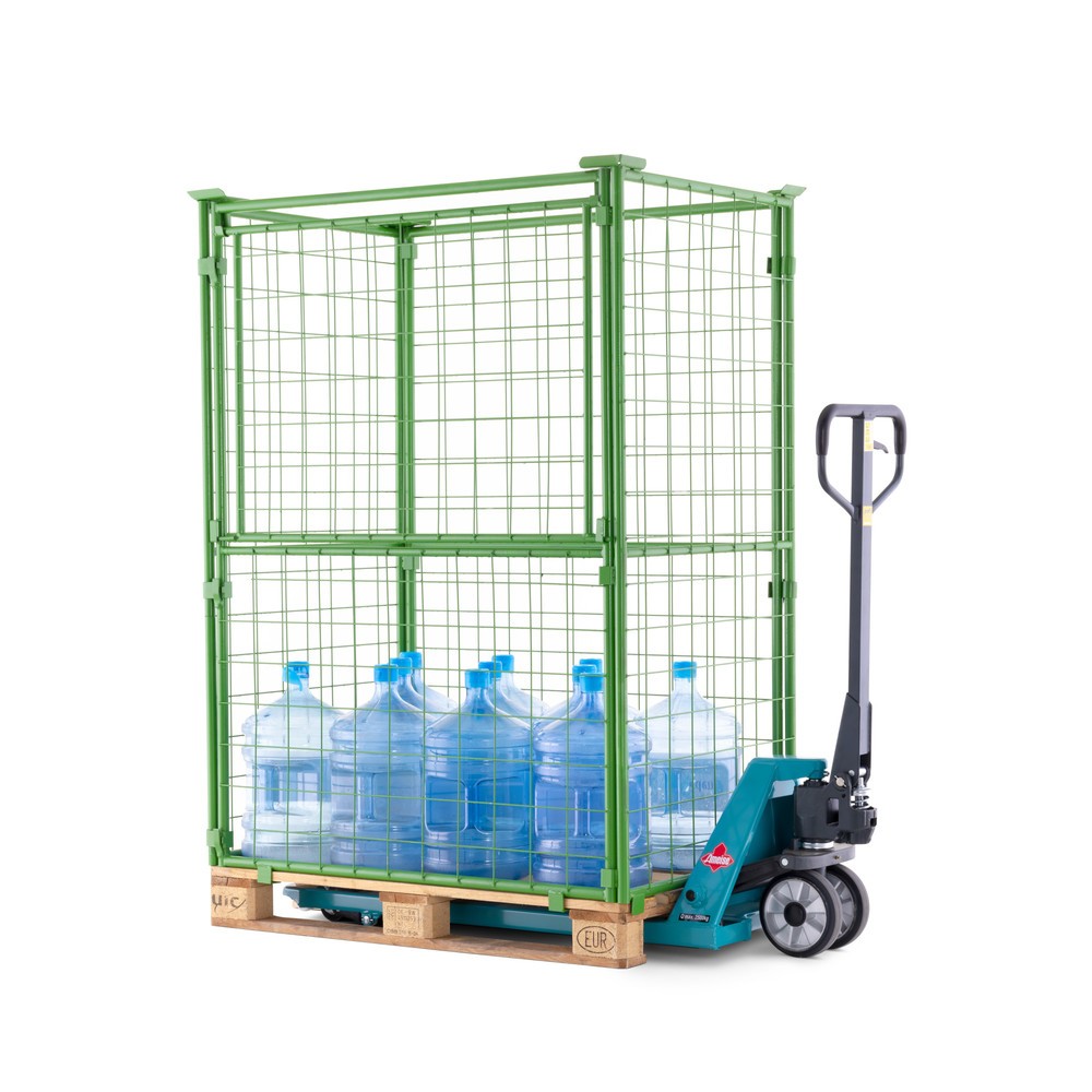 Produktbild nr 5: BASIC pallkrage med lucka, maskstorlek 100 x 100 mm, HxBxD 1 600 x 1 200 x 800 mm, majgrön