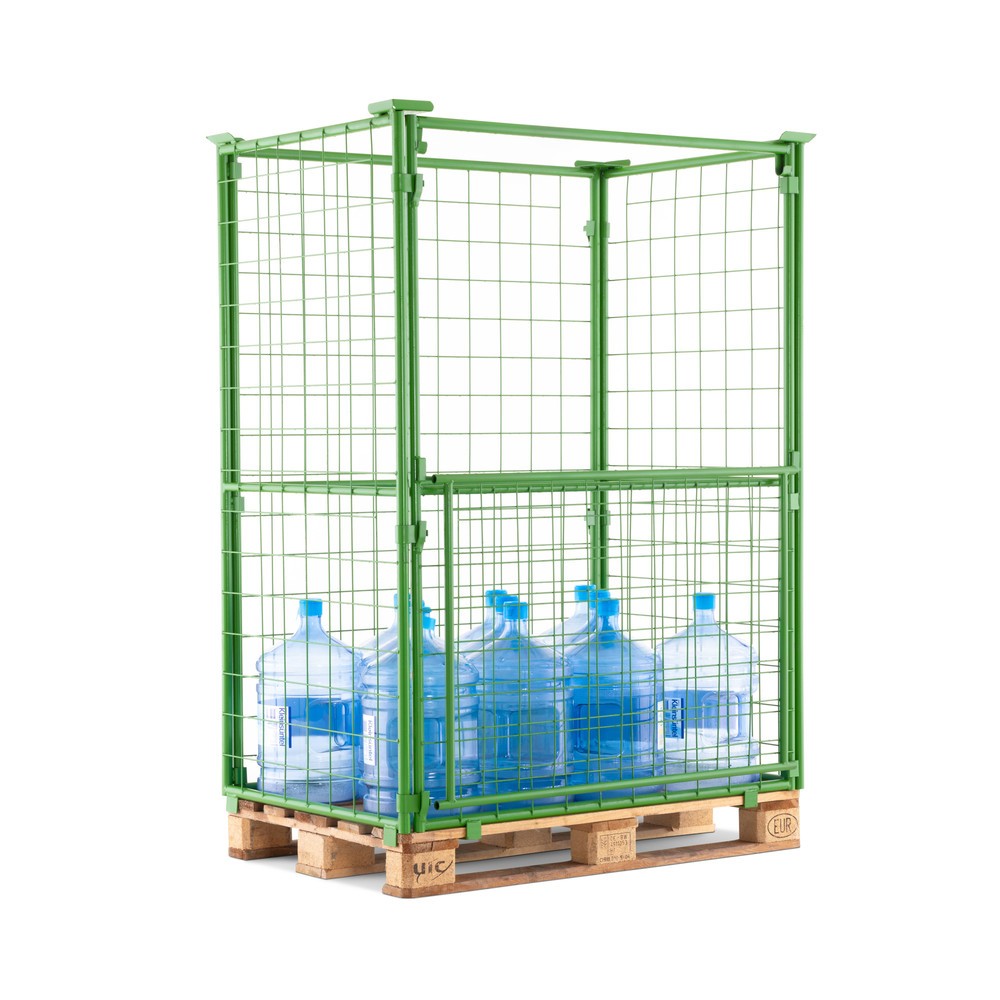 Produktbild nr 6: BASIC pallkrage med lucka, maskstorlek 100 x 100 mm, HxBxD 1 600 x 1 200 x 800 mm, majgrön