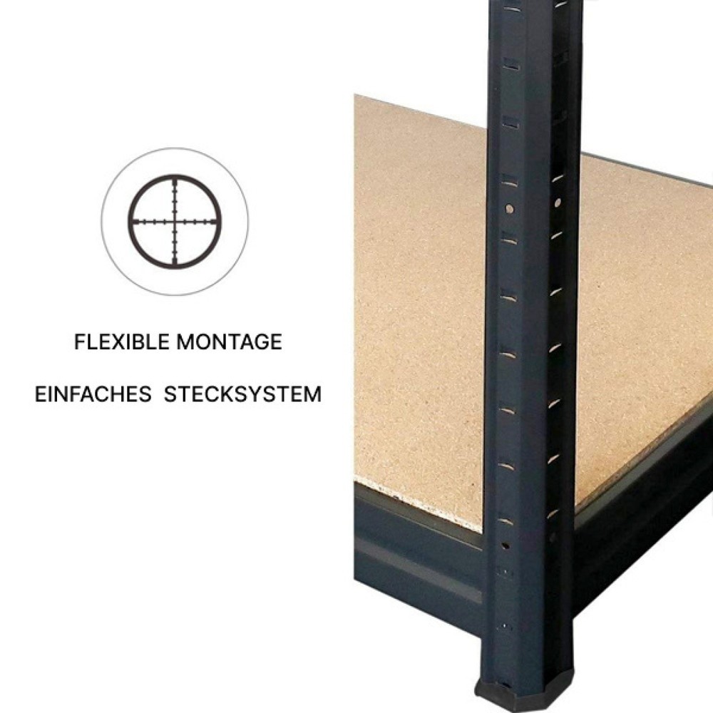 Produktbild nr 4: HEMMDAL hyllställregal Typ S svart, hyllbelastning 150 kg, HxBxT 1.800 x 900 x 450 mm