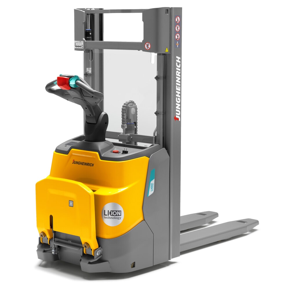Produktbilder: Jungheinrich ERC 110i ZZ elektrisk höglyftare med förarplattform, tvådelat teleskopstativ, lyfthöjd 2 300 mm, lastkapacitet 1 000 kg, proportionalhydraulik