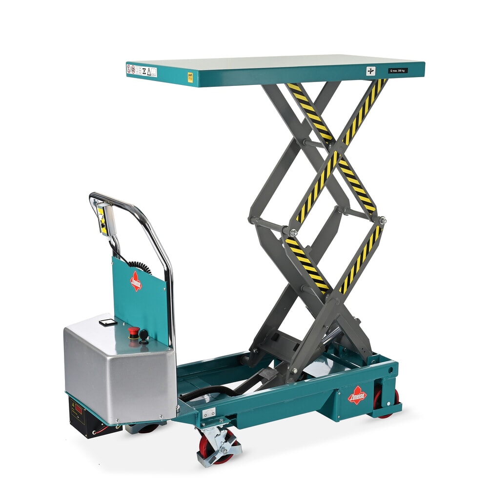 Produktbilder: Saxlyftbordsvagn Ameise® LTT 0,35 med dubbel sax, elektrisk, lastkapacitet 350 kg, plattform à 910 x 500 mm