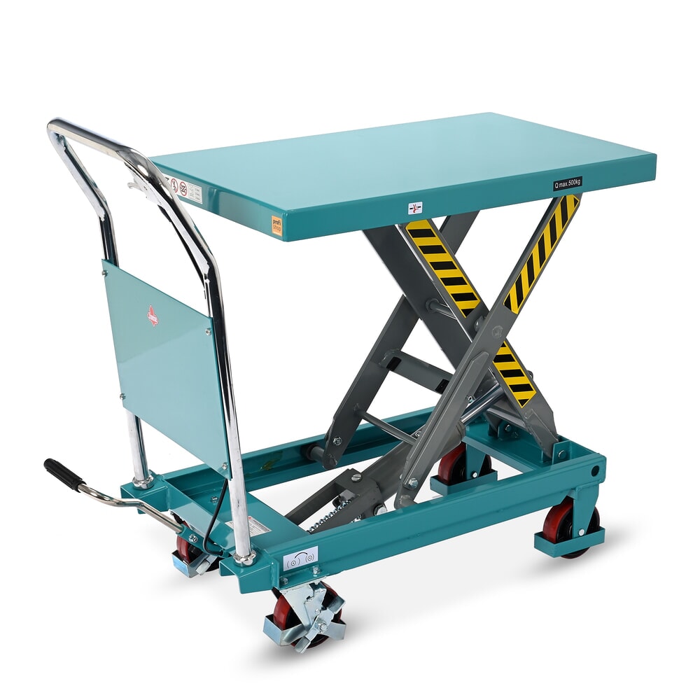 Produktbilder: Ameise® LTT 0.5 saxlyftbordsvagn med enkelsax, fast staket, lastkapacitet 500 kg, plattform à 850 x 500 mm