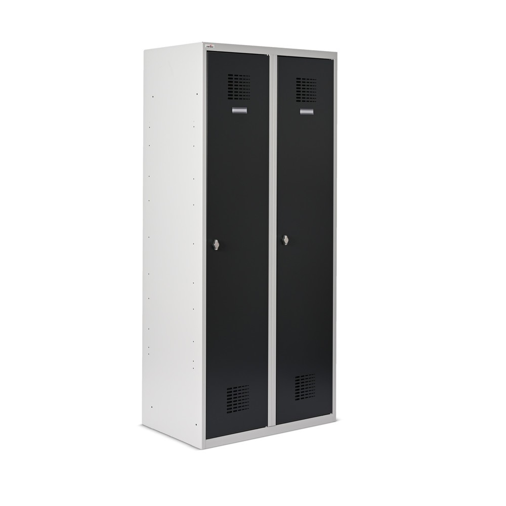 Produktbild nr 4: Steinbock® dubbelspind, golvstående, 2 fack, mellanskiljevägg, vridlås, HxBxD 1 800 x 800 x 500 mm, ljusgrå/antracitgrå