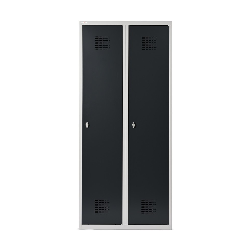 Produktbild nr 6: Steinbock® dubbelspind, golvstående, 2 fack, mellanskiljevägg, vridlås, HxBxD 1 800 x 800 x 500 mm, ljusgrå/antracitgrå