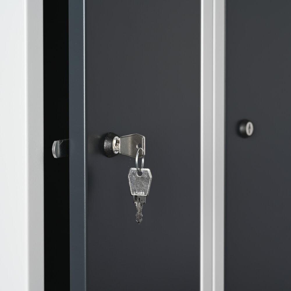 Produktbild nr 3: Steinbock® dubbelspind, golvstående, 2 fack, mellanskiljevägg, cylinderlås, HxBxD 1 800 x 800 x 500 mm, ljusgrå/antracitgrå