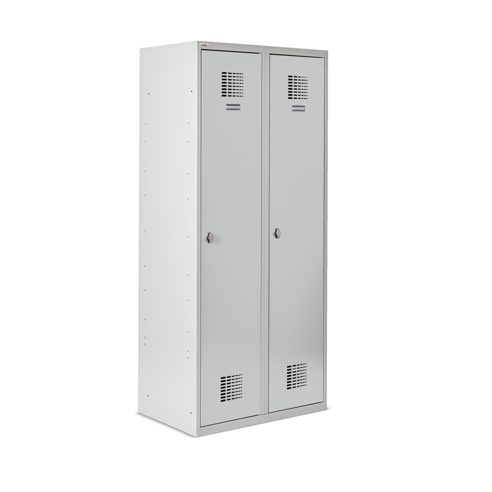 Produktbild nr 7: Steinbock® dubbelspind, golvstående, 2 fack, mellanskiljevägg, vridregellås, HxBxD 1 800 x 800 x 500 mm, ljusgrå/ljusgrå