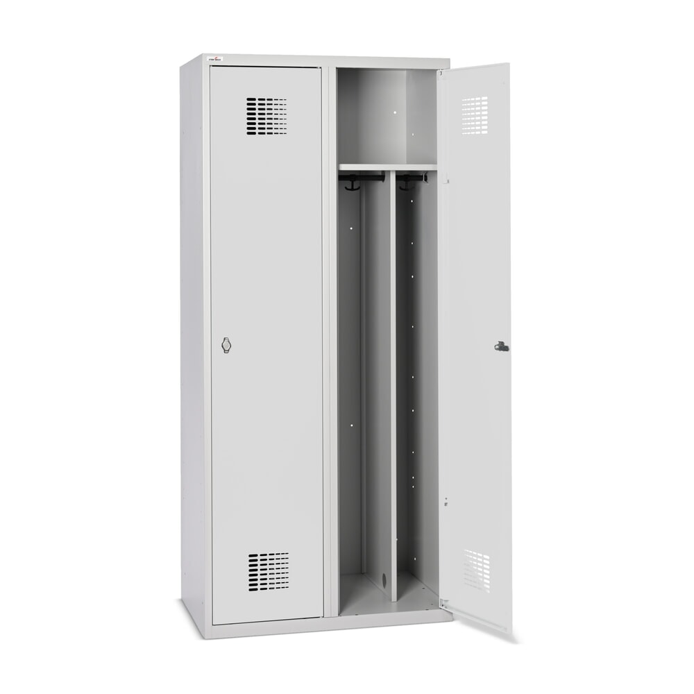 Produktbild nr 9: Steinbock® dubbelspind, golvstående, 2 fack, mellanskiljevägg, vridregellås, HxBxD 1 800 x 800 x 500 mm, ljusgrå/ljusgrå