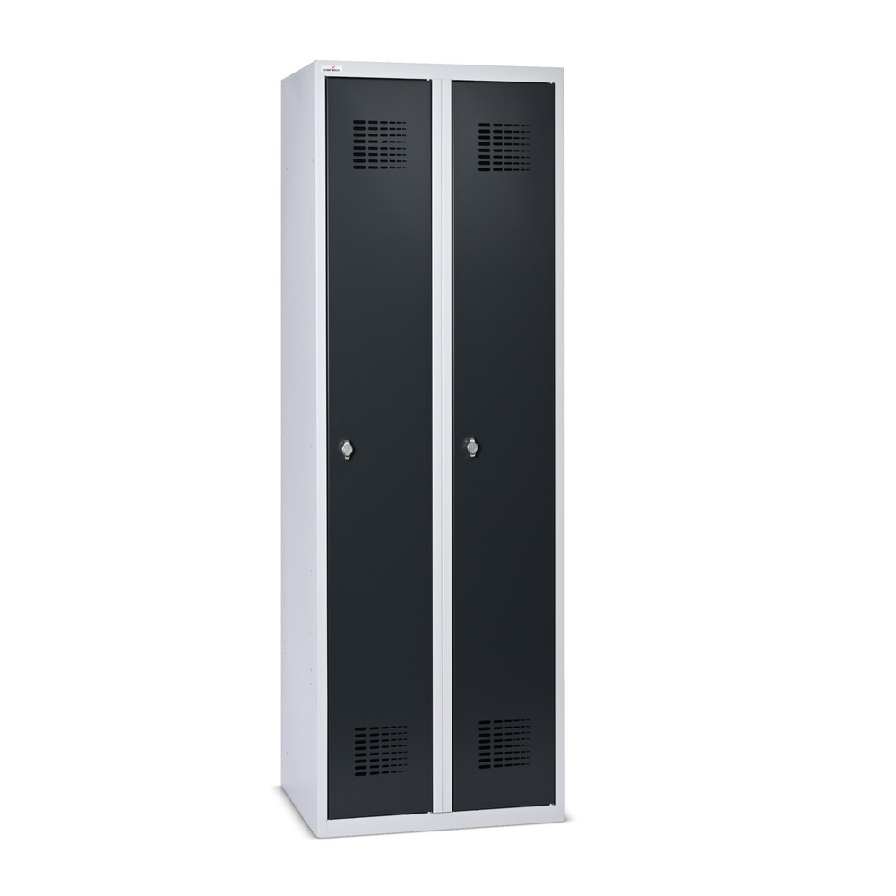 Produktbilder: Steinbock® skåp, golvstående, 2 fack, vridlås, HxBxD 1 800 x 600 x 500 mm, ljusgrå/antracitgrå