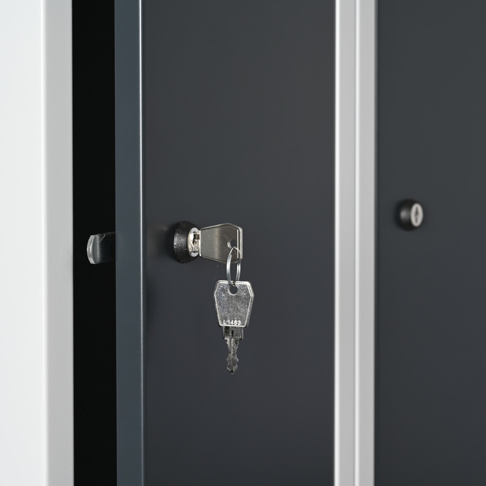 Produktbild nr 2: Steinbock® klädspind, golvstående, 2-vånings, 4 fack, cylinderlås, HxBxD 1 800 x 600 x 500 mm, ljusgrå/antracitgrå