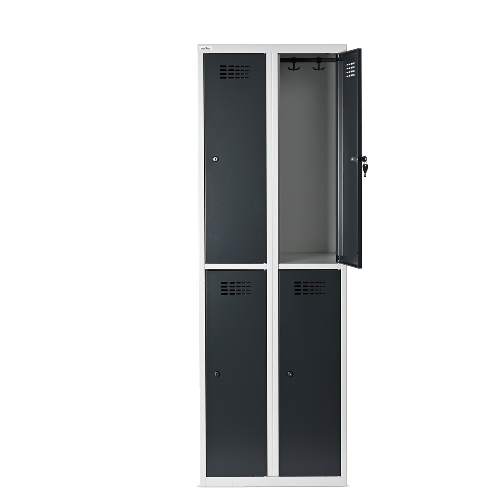 Produktbild nr 3: Steinbock® klädspind, golvstående, 2-vånings, 4 fack, cylinderlås, HxBxD 1 800 x 600 x 500 mm, ljusgrå/antracitgrå