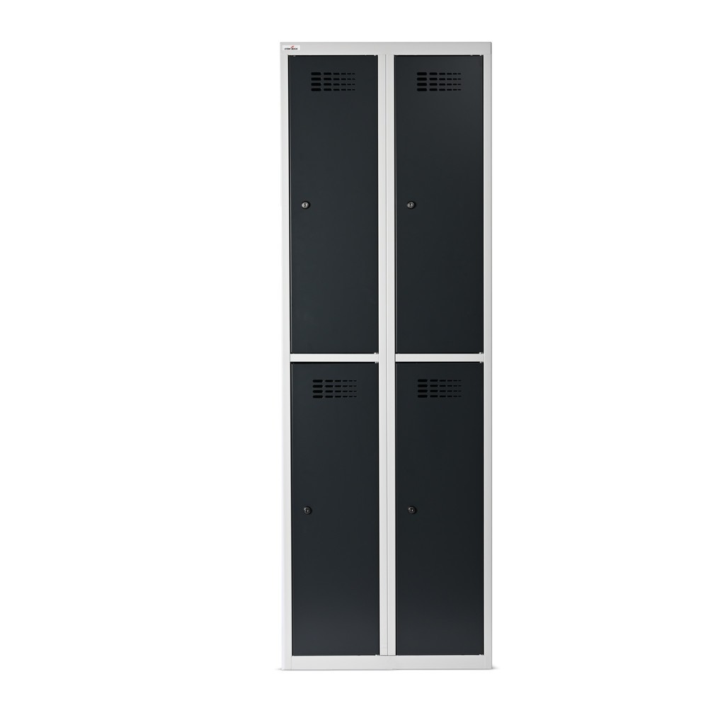 Produktbild nr 4: Steinbock® klädspind, golvstående, 2-vånings, 4 fack, cylinderlås, HxBxD 1 800 x 600 x 500 mm, ljusgrå/antracitgrå
