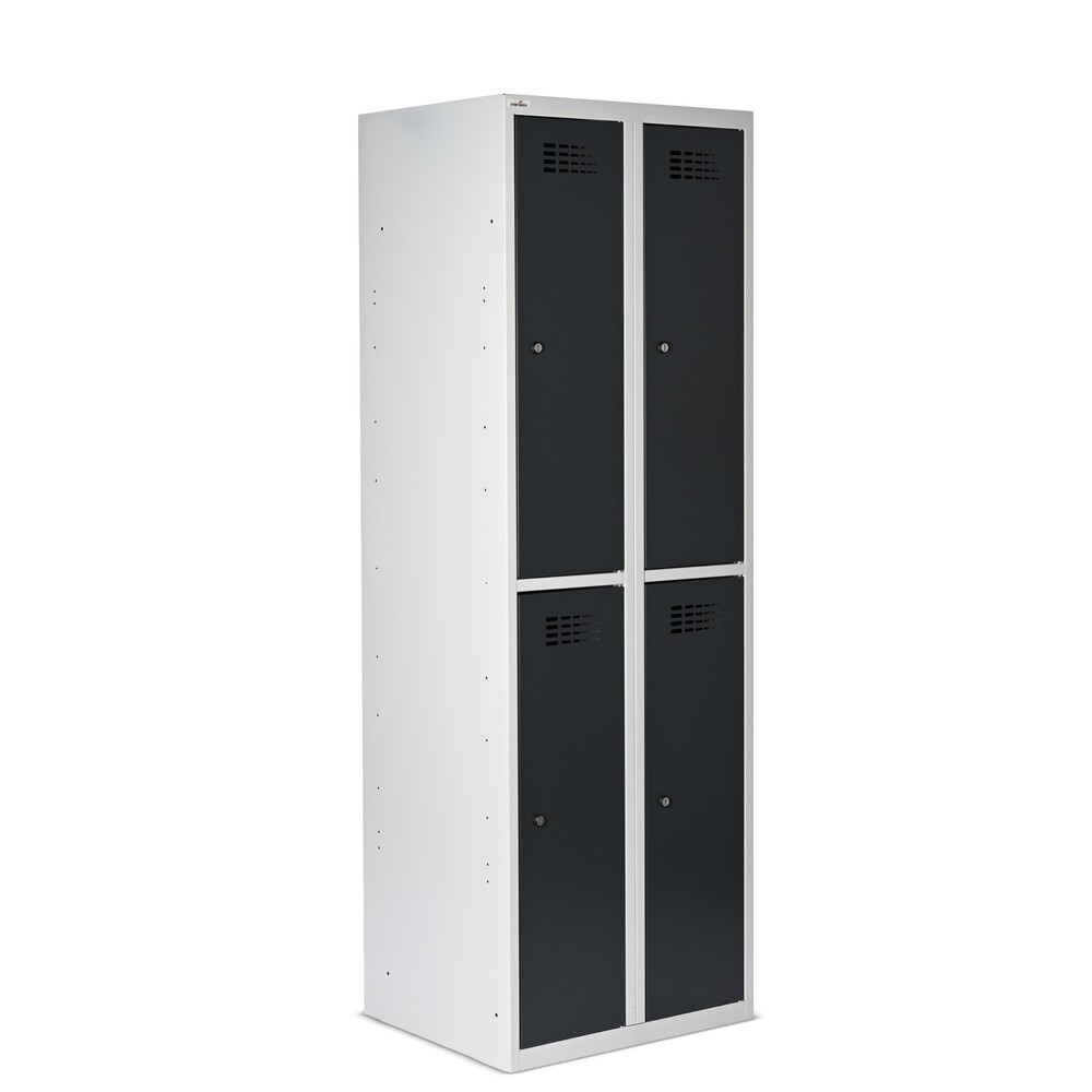 Produktbild nr 5: Steinbock® klädspind, golvstående, 2-vånings, 4 fack, cylinderlås, HxBxD 1 800 x 600 x 500 mm, ljusgrå/antracitgrå