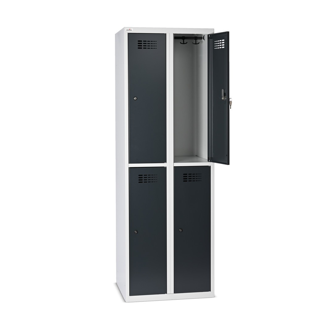 Produktbild nr 6: Steinbock® klädspind, golvstående, 2-vånings, 4 fack, cylinderlås, HxBxD 1 800 x 600 x 500 mm, ljusgrå/antracitgrå